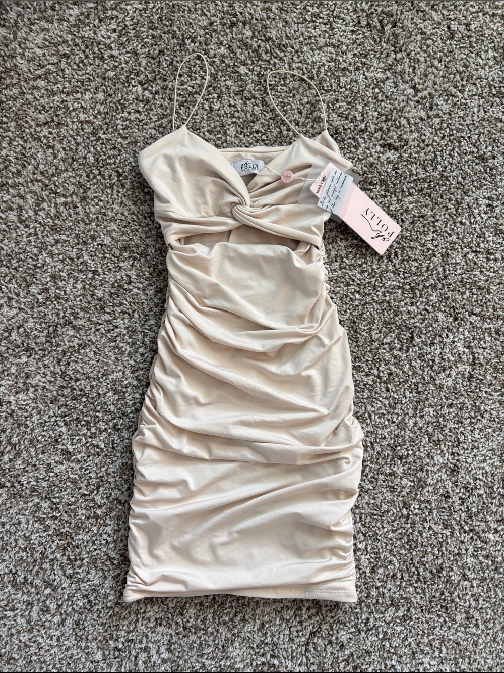 Focus On Me runched mini dress in ivory
